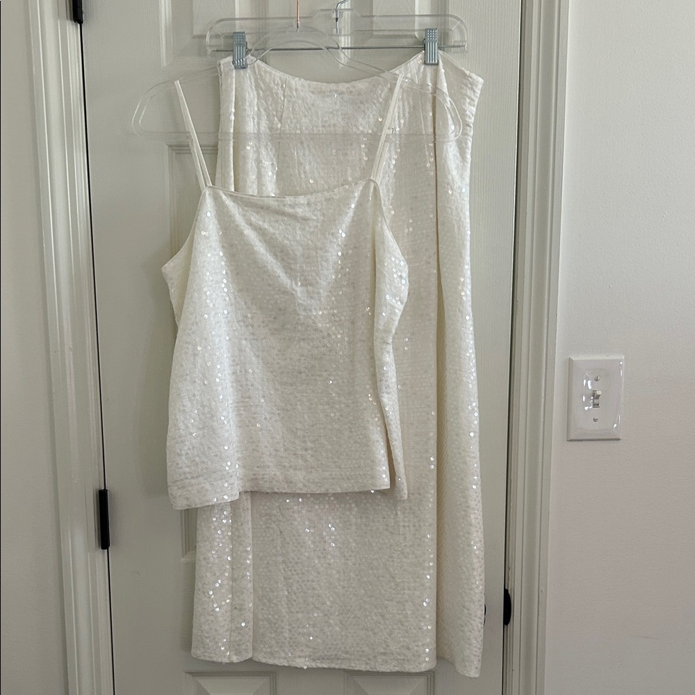 LOFT White Sequin 2pc set